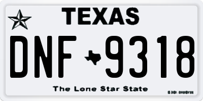 TX license plate DNF9318