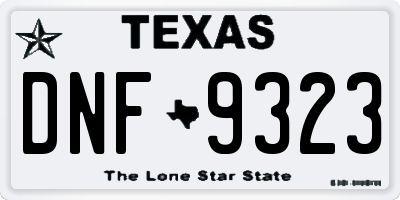 TX license plate DNF9323