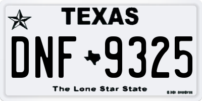 TX license plate DNF9325