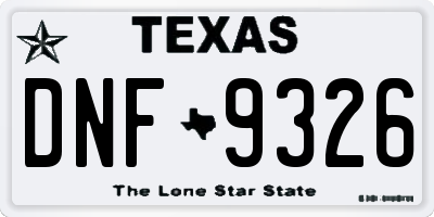 TX license plate DNF9326