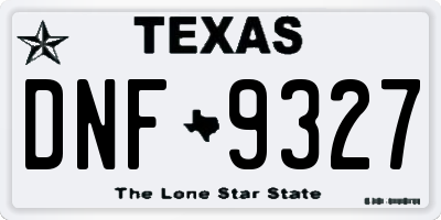 TX license plate DNF9327