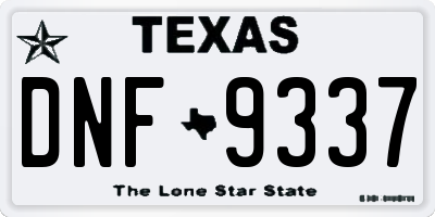 TX license plate DNF9337