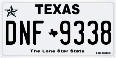 TX license plate DNF9338