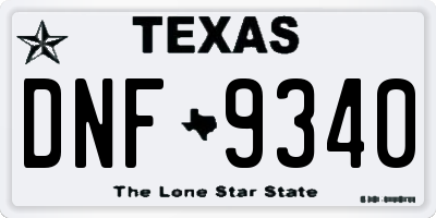 TX license plate DNF9340