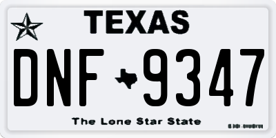TX license plate DNF9347