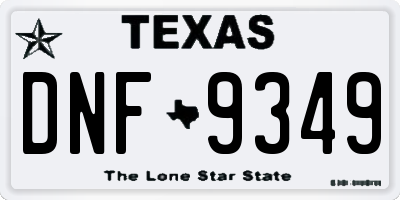 TX license plate DNF9349