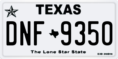 TX license plate DNF9350