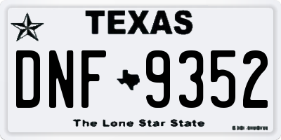TX license plate DNF9352