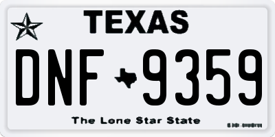 TX license plate DNF9359