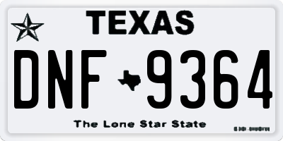 TX license plate DNF9364