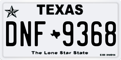 TX license plate DNF9368