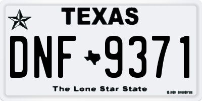TX license plate DNF9371
