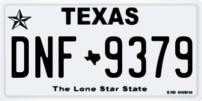 TX license plate DNF9379