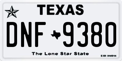TX license plate DNF9380