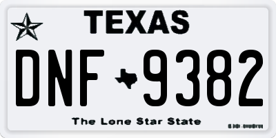TX license plate DNF9382