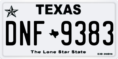TX license plate DNF9383