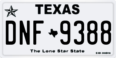 TX license plate DNF9388