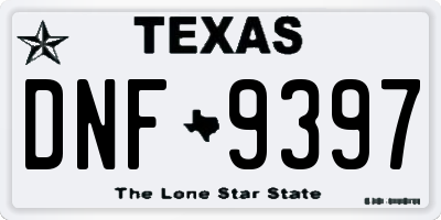 TX license plate DNF9397