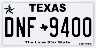 TX license plate DNF9400
