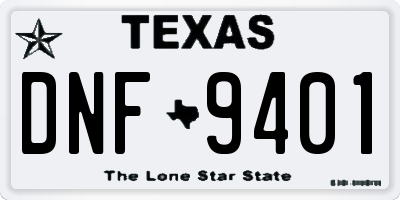 TX license plate DNF9401