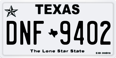 TX license plate DNF9402