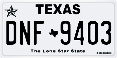 TX license plate DNF9403