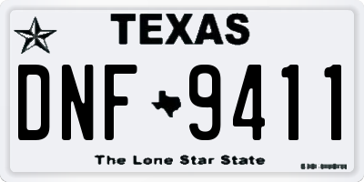 TX license plate DNF9411