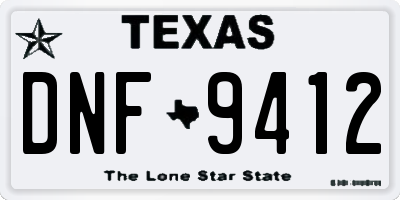 TX license plate DNF9412