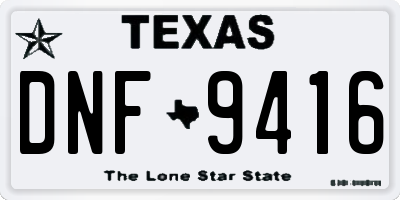 TX license plate DNF9416