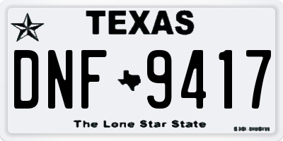 TX license plate DNF9417
