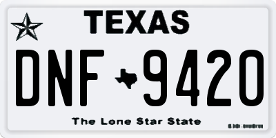 TX license plate DNF9420