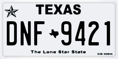 TX license plate DNF9421
