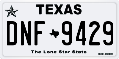 TX license plate DNF9429