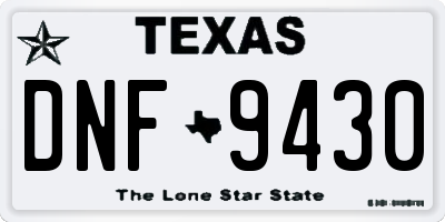 TX license plate DNF9430