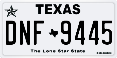 TX license plate DNF9445