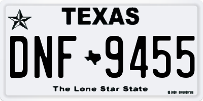 TX license plate DNF9455