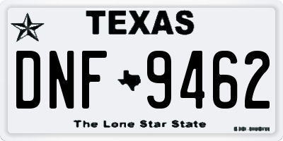 TX license plate DNF9462