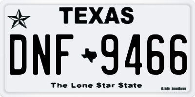 TX license plate DNF9466