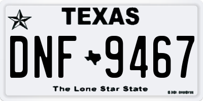 TX license plate DNF9467