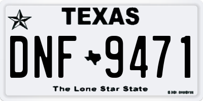 TX license plate DNF9471