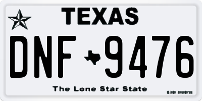 TX license plate DNF9476