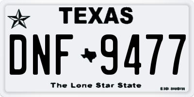 TX license plate DNF9477
