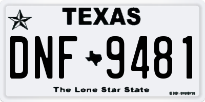 TX license plate DNF9481