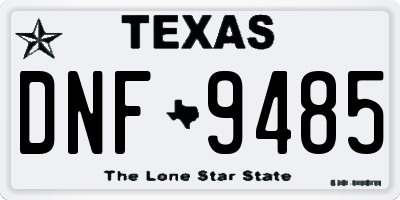 TX license plate DNF9485