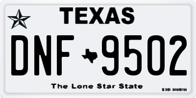 TX license plate DNF9502