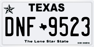 TX license plate DNF9523