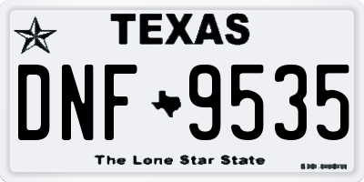 TX license plate DNF9535