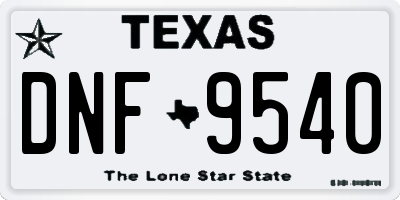 TX license plate DNF9540