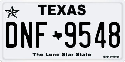 TX license plate DNF9548