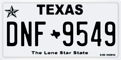 TX license plate DNF9549